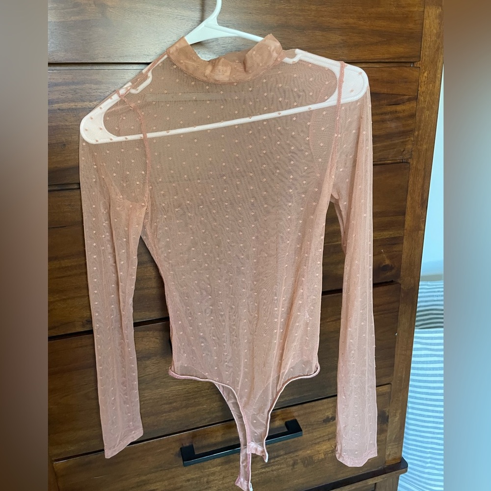 LE LIS mesh mock neck bodysuit